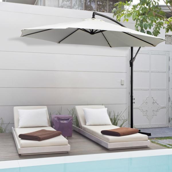 Sonnenschirm mit Kurbel Wetterbeständig 3 m x 3 m x 2,5 m Stahl Polyester Creme