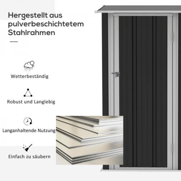 Gerätehaus Gartenhaus Geräteschuppen mit Tür Outdoor Stahl Dunkelgrau