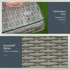 Gartensitzgruppe 3-tlg. Rattenmöbel Polyrattan Set grau