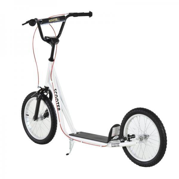 Kinderroller Scooter Tretroller Cityroller Kickscooter Kickboard mit Luftreifen Faltbar 16 Zoll Weiss