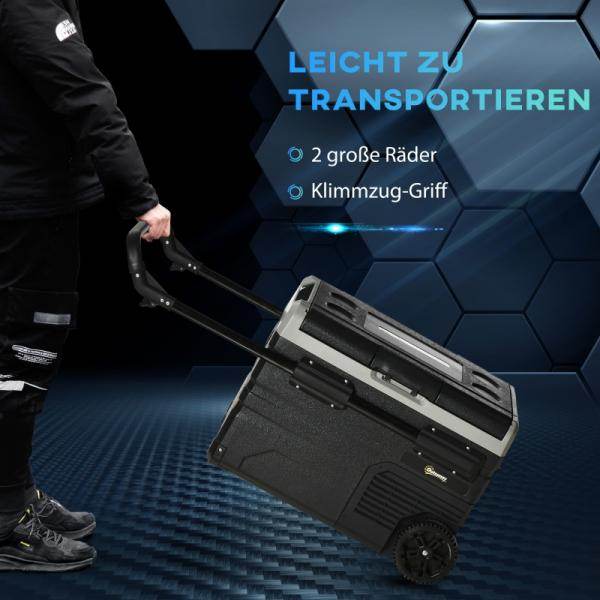 LED Kühlbox Auto 40L Kompressor Autokühlschrank Boot Camper 12/24V DC und 110-240V AC Grau+Schwarz