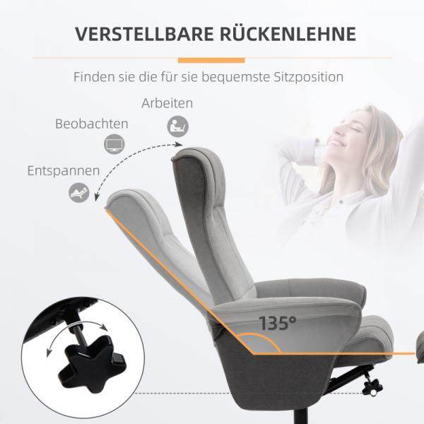 Relaxsessel mit Fusshocker verstellbare Rückenlehne Schaumstoff Dunkelgrau