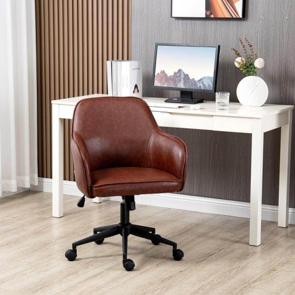 Bürostuhl, höhenverstellbar, Drehfunktion, 58,5 cm x 62 cm x 91 cm, Braun