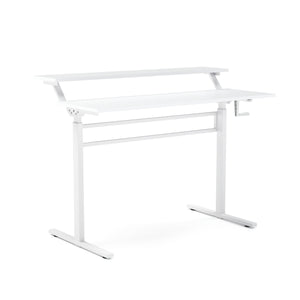 Bureau assis-debout à 2 niveaux, réglable en hauteur manuellement, blanc, 120 x 40 cm