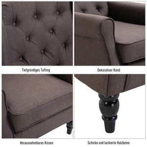 Einzelsessel Relaxsessel Ohrensessel Einzelstuhl Akzentsessel mit Tufting Holzfüsse Polyester Braun