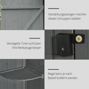 Gartenhaus Gerätehaus Geräteschuppen mit Fachböden Holz Grau