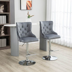 2er Set Barhocker höhenverstellbar Grau