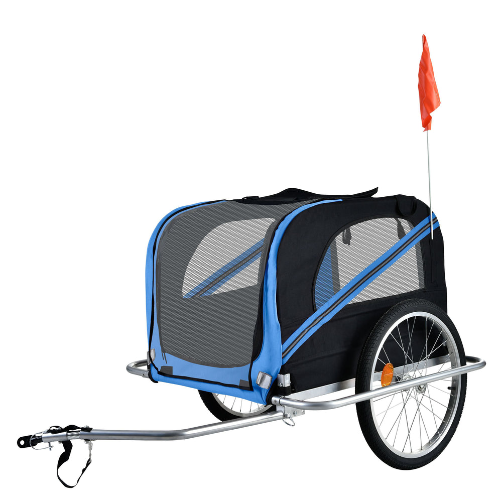 Rimorchio per bicicletta, rimorchio per cani, blu