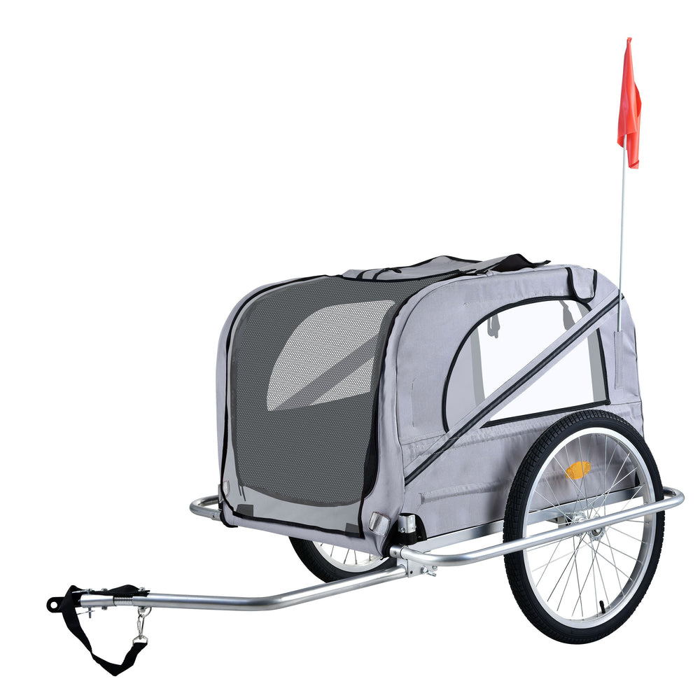 rimorchio per bicicletta, rimorchio per cani, grigio