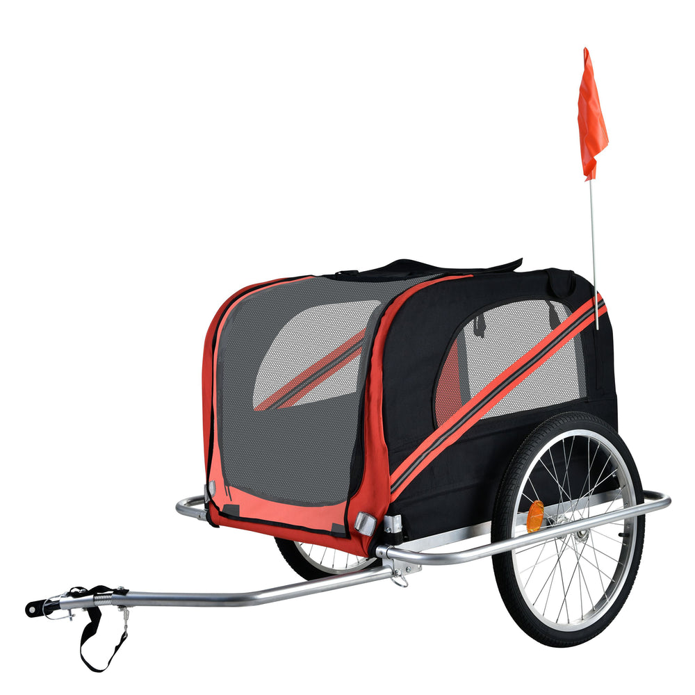 rimorchio per bicicletta rosso, rimorchio per cani