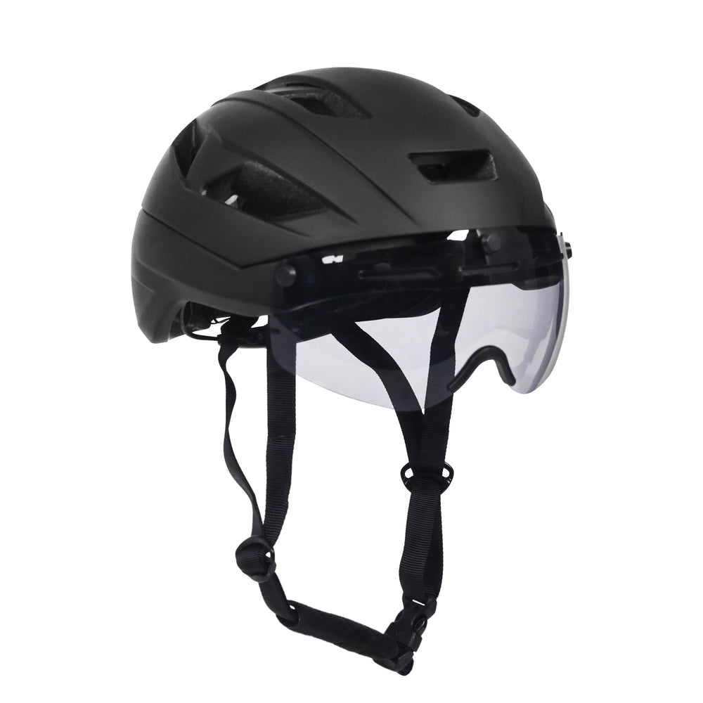 Casco da bicicletta, casco da skate con visiera, 58-61 cm, nero