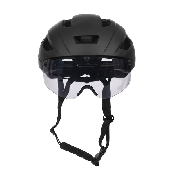 Velohelm Skatehelm mit Visier 55 - 58 cm schwarz