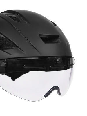 Velohelm Skatehelm mit Visier 55 - 58 cm schwarz