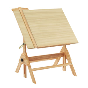 Zeichentisch verstellbar 90 x 60 x 75 - 96 cm natur