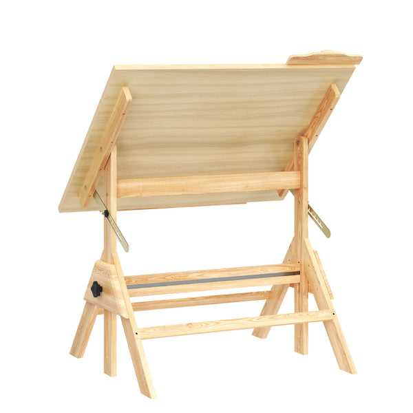 Zeichentisch verstellbar 90 x 60 x 75 - 96 cm natur