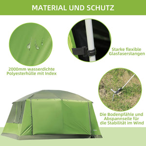 Campingzelt 2 Schlafkabinen Kuppelzelt Familienzelt 4-8 Personen