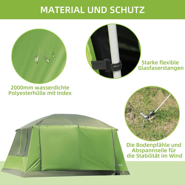 Campingzelt 2 Schlafkabinen Kuppelzelt Familienzelt 4-8 Personen