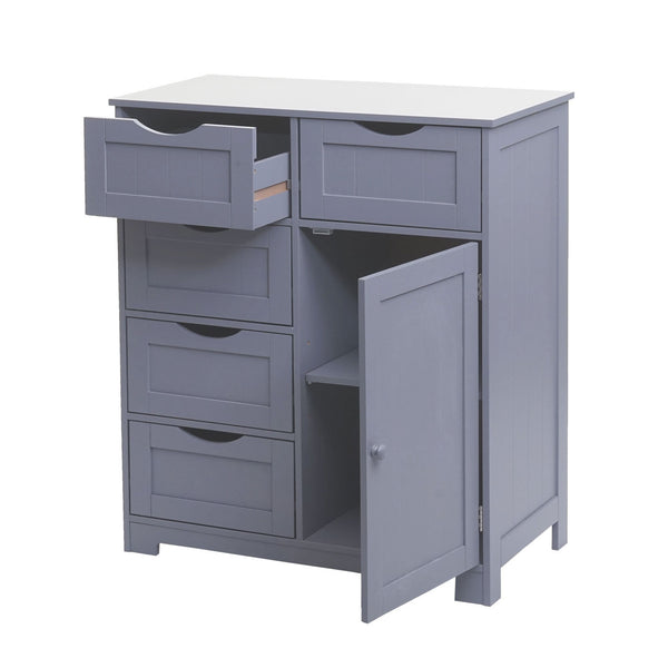 Vintage Kommode Nostalgie 5 Schubladen und 1 Tür 80x70x35cm grau