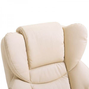 Relaxsessel mit Hocker, Liegefunktion, drehbar, bis 160 kg, Kunstleder creme