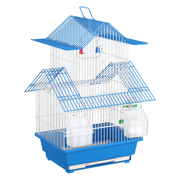 Vogelkäfig 30 x 23 x 45 cm weiss/blau