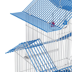 Vogelkäfig 30 x 23 x 45 cm weiss/blau