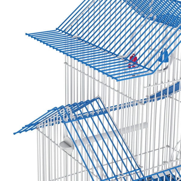 Vogelkäfig 30 x 23 x 45 cm weiss/blau