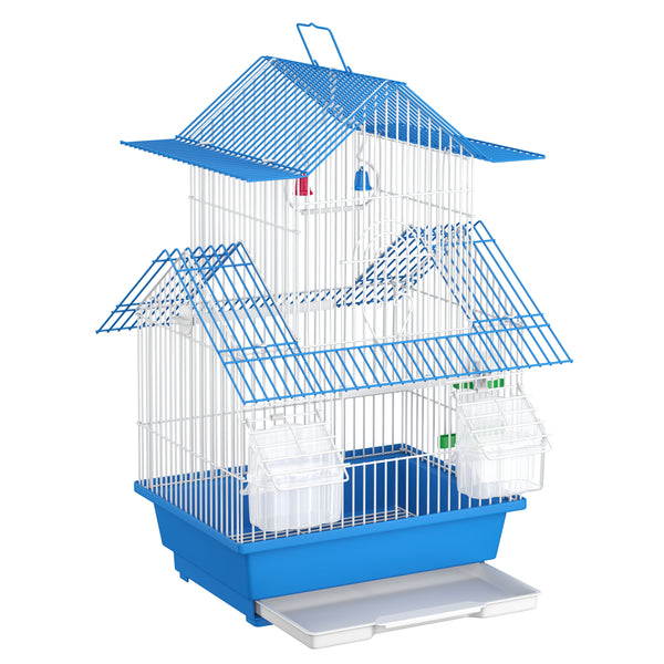 Vogelkäfig 30 x 23 x 45 cm weiss/blau