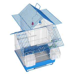 Vogelkäfig 30 x 23 x 45 cm weiss/blau