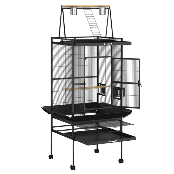 Vogelkäfig 81 x 77 x 174 cm schwarz