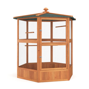Vogelvoliere Holz 150 x 160 cm 6-eckig