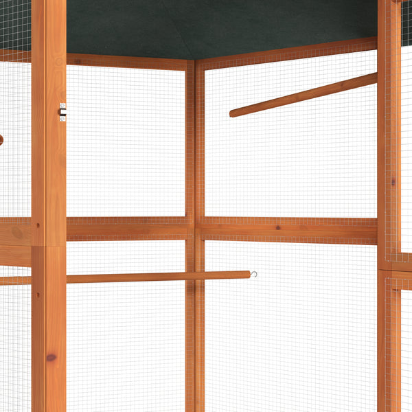 Vogelvoliere Holz 150 x 160 cm 6-eckig