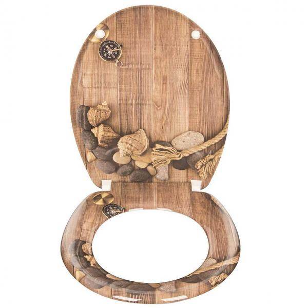 Toilettensitz mit Absenkautomatik aus Duroplast, Motiv Maritim