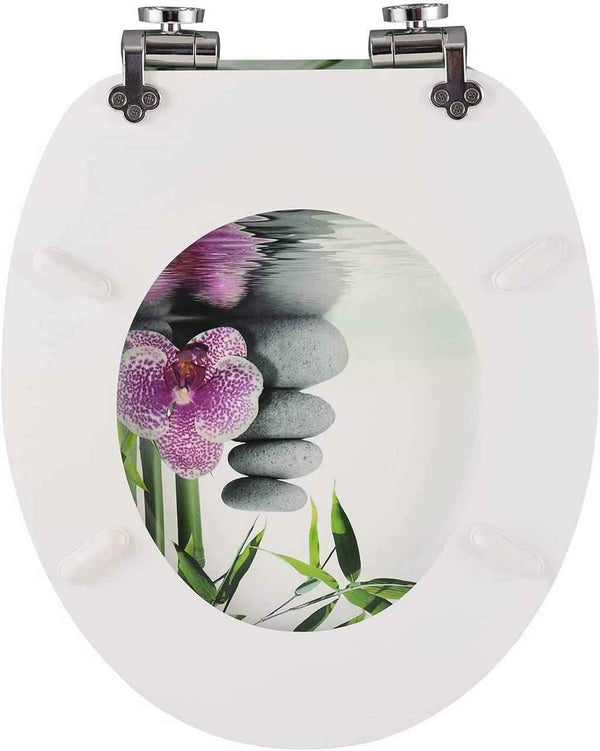 WC-Sitz MDF mit Absenkautomatik Softclose Scharnier Steine Blumen