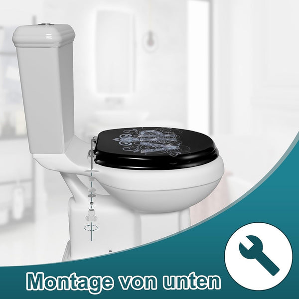 WC-Sitz Toilettensitz mit Absenkautomatik MDF Holzkern Softclose Scharnier
