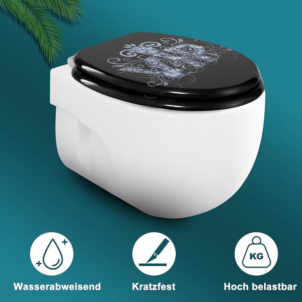 WC-Sitz Toilettensitz mit Absenkautomatik MDF Holzkern Softclose Scharnier