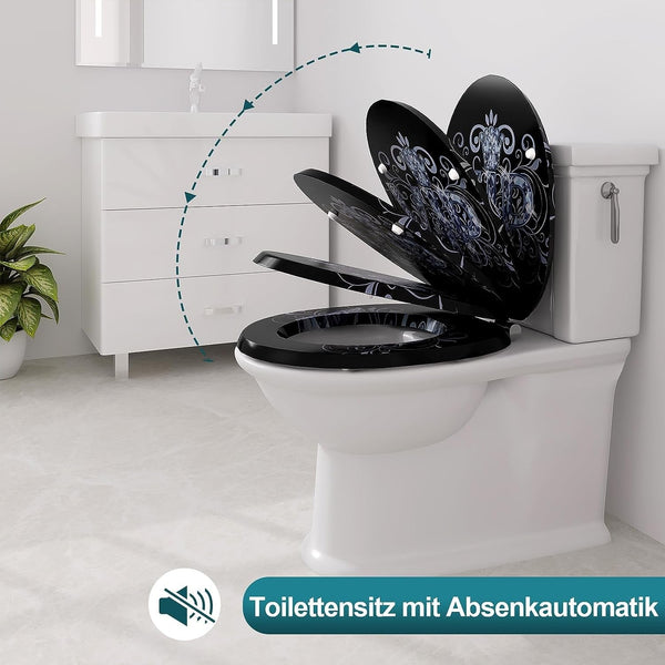 WC-Sitz Toilettensitz mit Absenkautomatik MDF Holzkern Softclose Scharnier