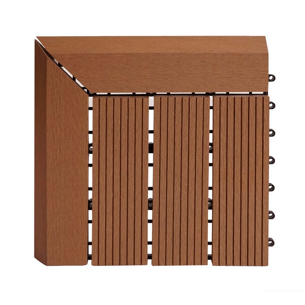 WPC Eck-Gartenfliese Rhone + Abschluss Premium Ecke links