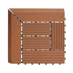 WPC Eck-Gartenfliese Rhone + Abschluss Premium Ecke versetzt