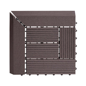 WPC Eck-Gartenfliese Rhone + Abschluss Premium Ecke versetzt