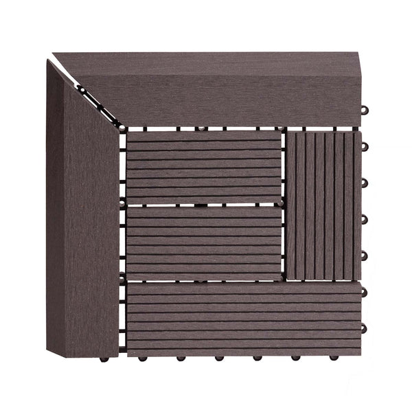 WPC Eck-Gartenfliese Rhone + Abschluss Premium Ecke versetzt