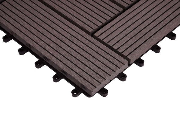 WPC Eck-Gartenfliese Rhone + Abschluss Premium Ecke versetzt