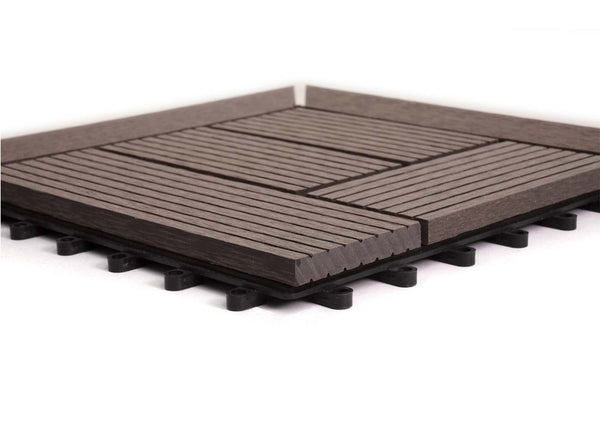 WPC Eck-Gartenfliese Rhone + Abschluss Premium Ecke versetzt