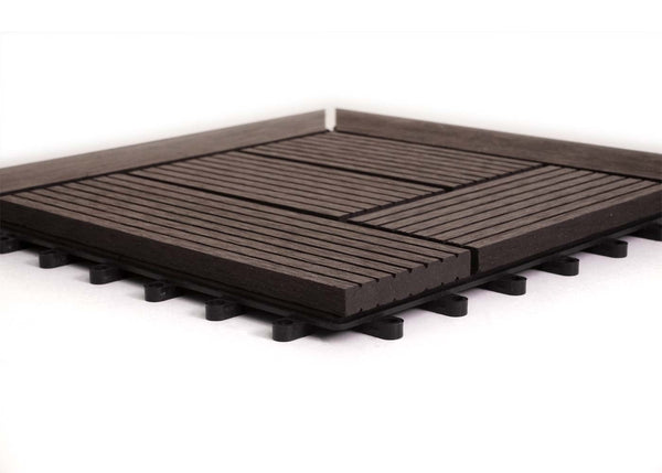 WPC Eck-Gartenfliese Rhone + Abschluss Premium Ecke versetzt