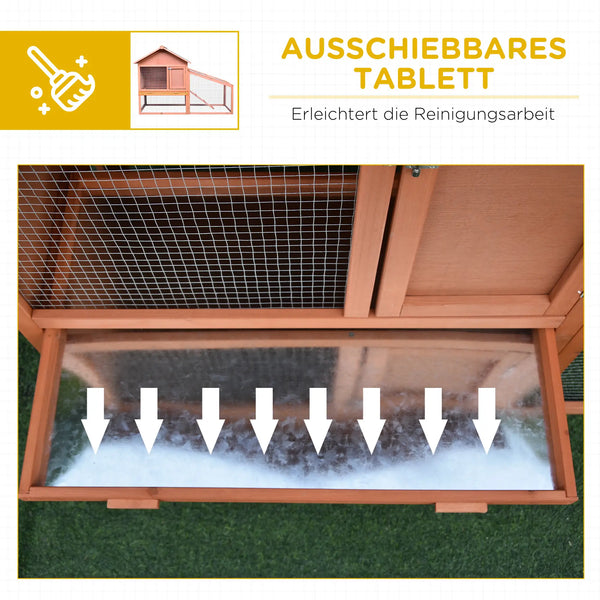 Hasenstall, Kaninchenstall, Doppelstöckiger Hasenkäfig, mit Garten, Massivholz