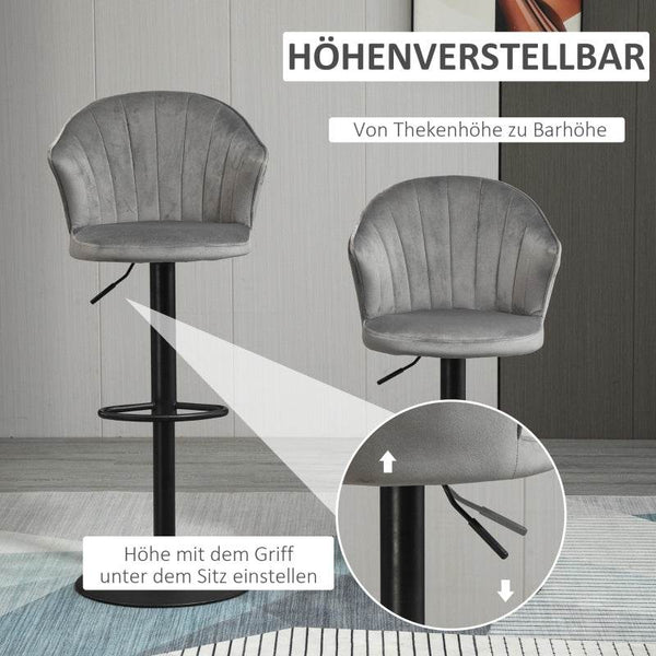 2er-Set Barhocker höhenverstellbarer Grau