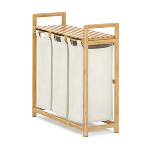 Wäschekorb Bambus 3 Fächer 90L natur/beige