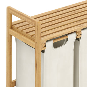 Wäschekorb Bambus 3 Fächer 90L natur/beige