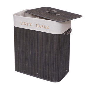 Wäschekorb Laundry Bambus 2 Fächer 100l ~ dunkelgrau