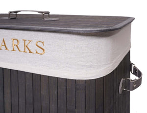Wäschekorb Laundry Bambus 2 Fächer 100l ~ dunkelgrau