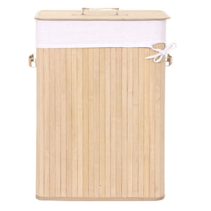 Wäschekorb, Laundry Wäschebox, Bambus 70l ~ naturfarben